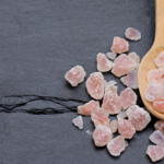 Morning pink salt drink in a glass of warm water with Himalayan salt and lemon